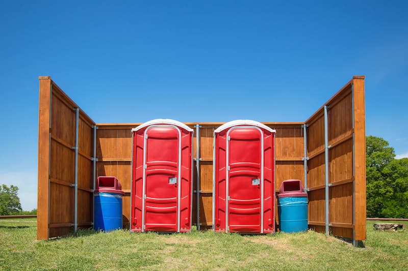 Short-term porta potty units staged for delivery in Elizabethtown, Kentucky